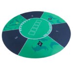Round Playing Card Rubber Mat Table Top (Size 4Ft Diameter, Green _ Black)