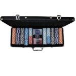 Poker Stuff India Las Vegas 500 Clay Poker Chip Set with 1 Dealer Button, 2 Decks and Carrying Case for Casino , Multicolor