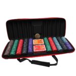 Ceramic 500 Poker Chipset with 2 Decks of Cards Dealer Button, Carrying Case for Casino, Multicolor