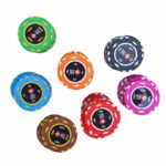 500 Pc Poker Chip Set, 4 Pack of PSI Playing Cards, 1 Black Dealer Button in 1- Silver Black Aluminum Case